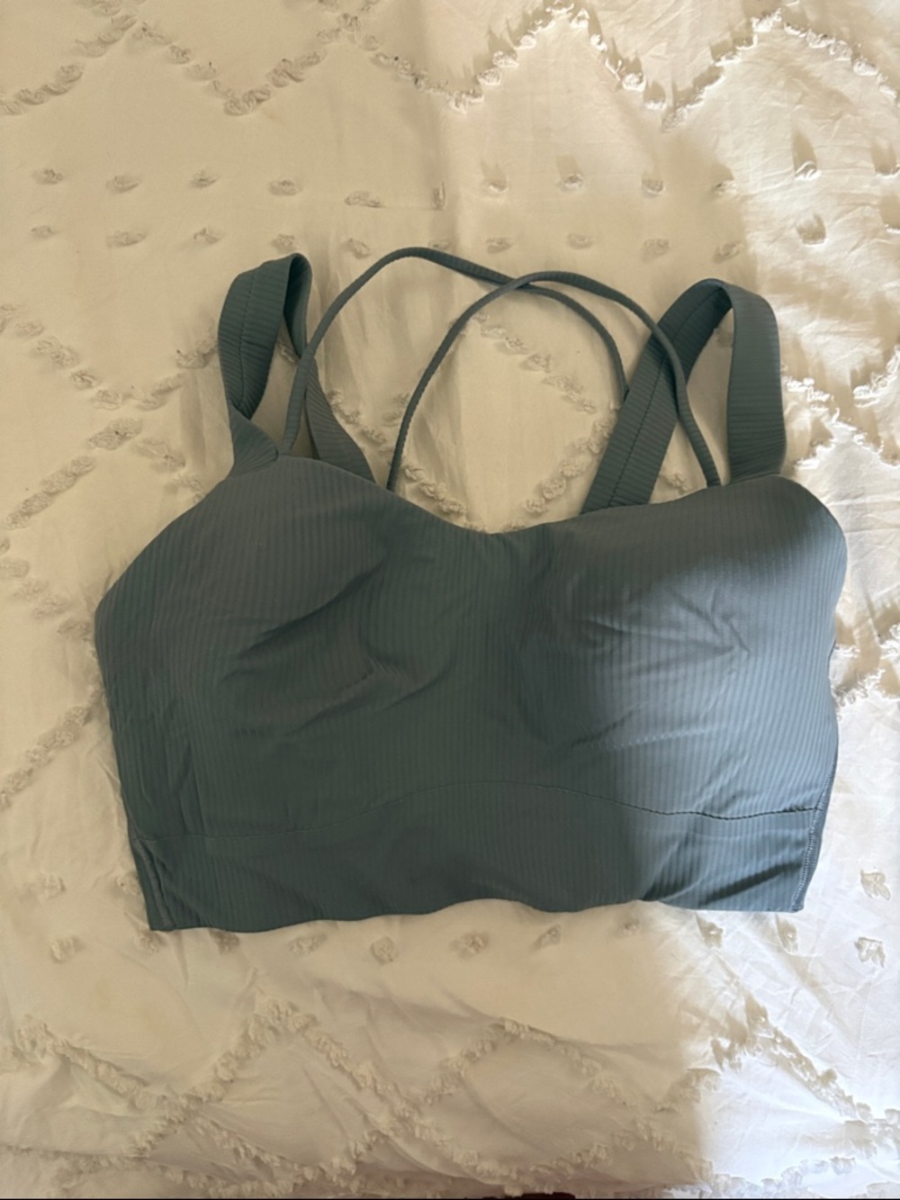 lululemon athletica Ribbed Longline Strappy Bralette in Slate Green